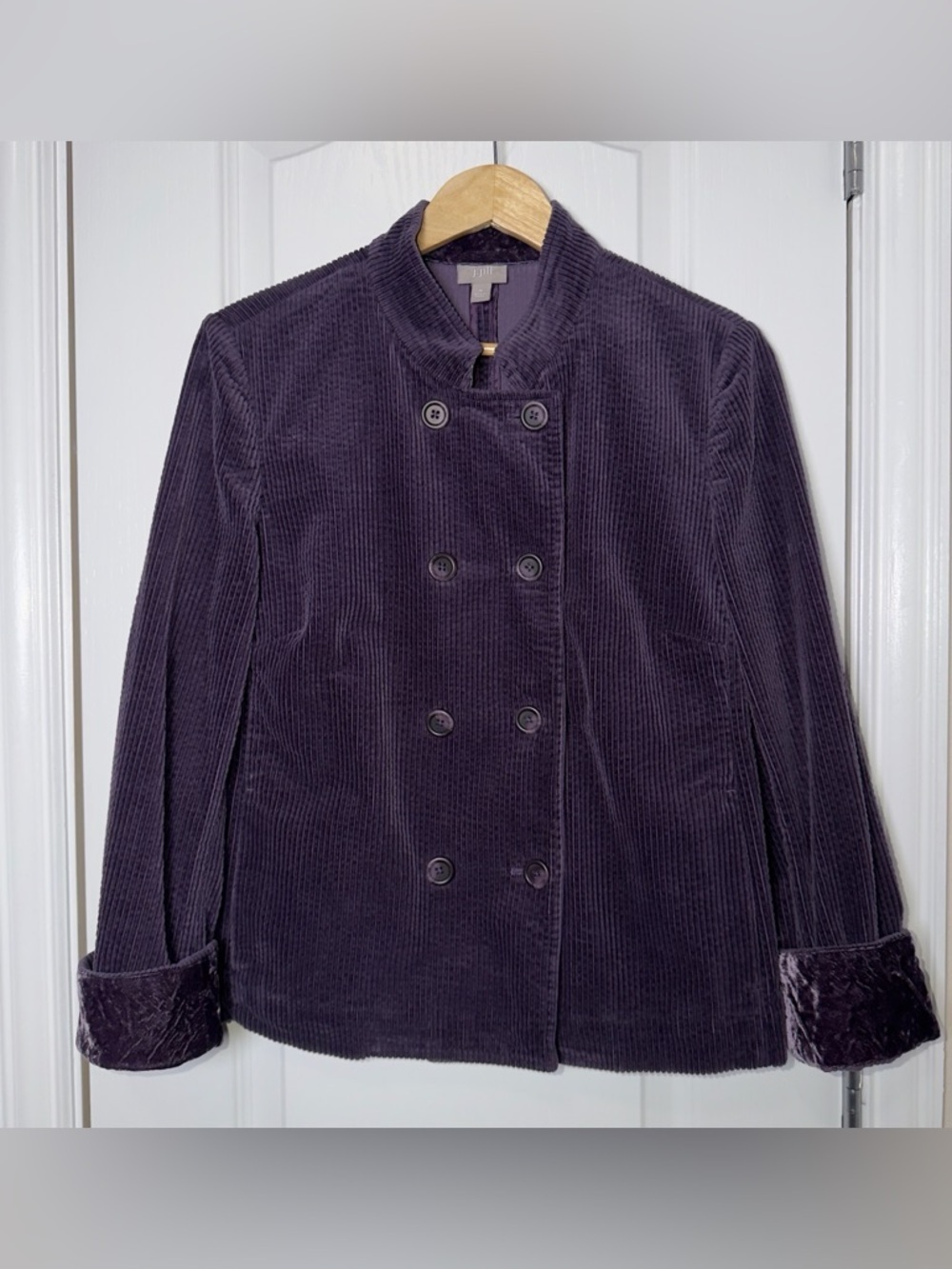 J. Jill Double-Breasted Corduroy Jacket Dark Purple Size Medium - Picture 2 of 6